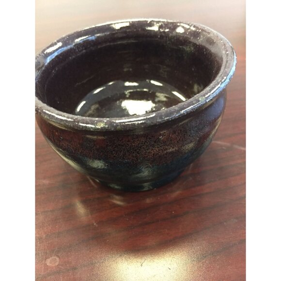 Vtg Handmade By Barbara Bingham Ceramic Brown Glazed Trinket Bowl 1970's Pottery - Picture 5 of 5